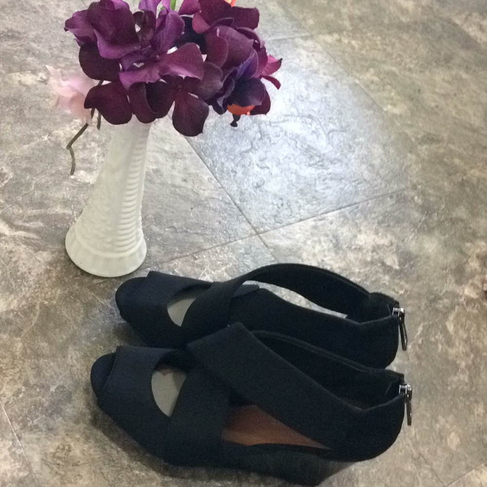 Donald j Pliner black wedge heels
